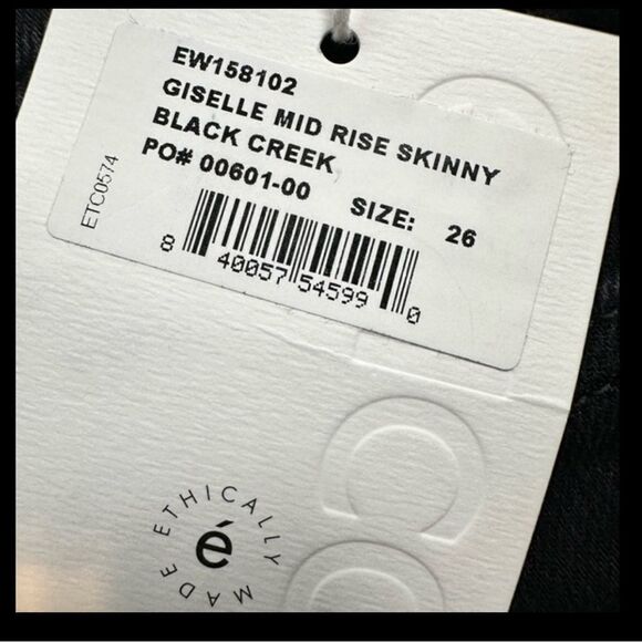 NWT EDWIN Women’s Giselle Mid Rise Skinny Jeans Color Black Creek - Size 26 - Picture 4 of 8